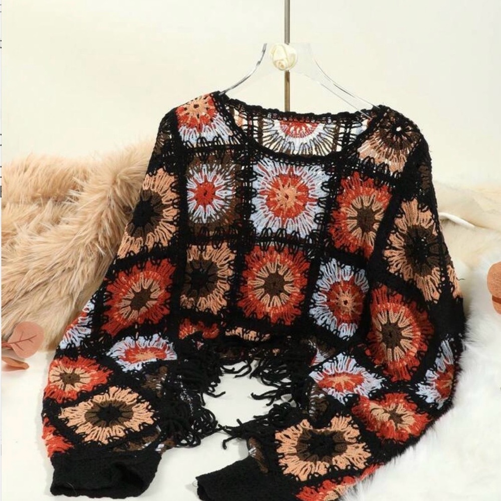 SHEIN Colorful Crochet Sweater